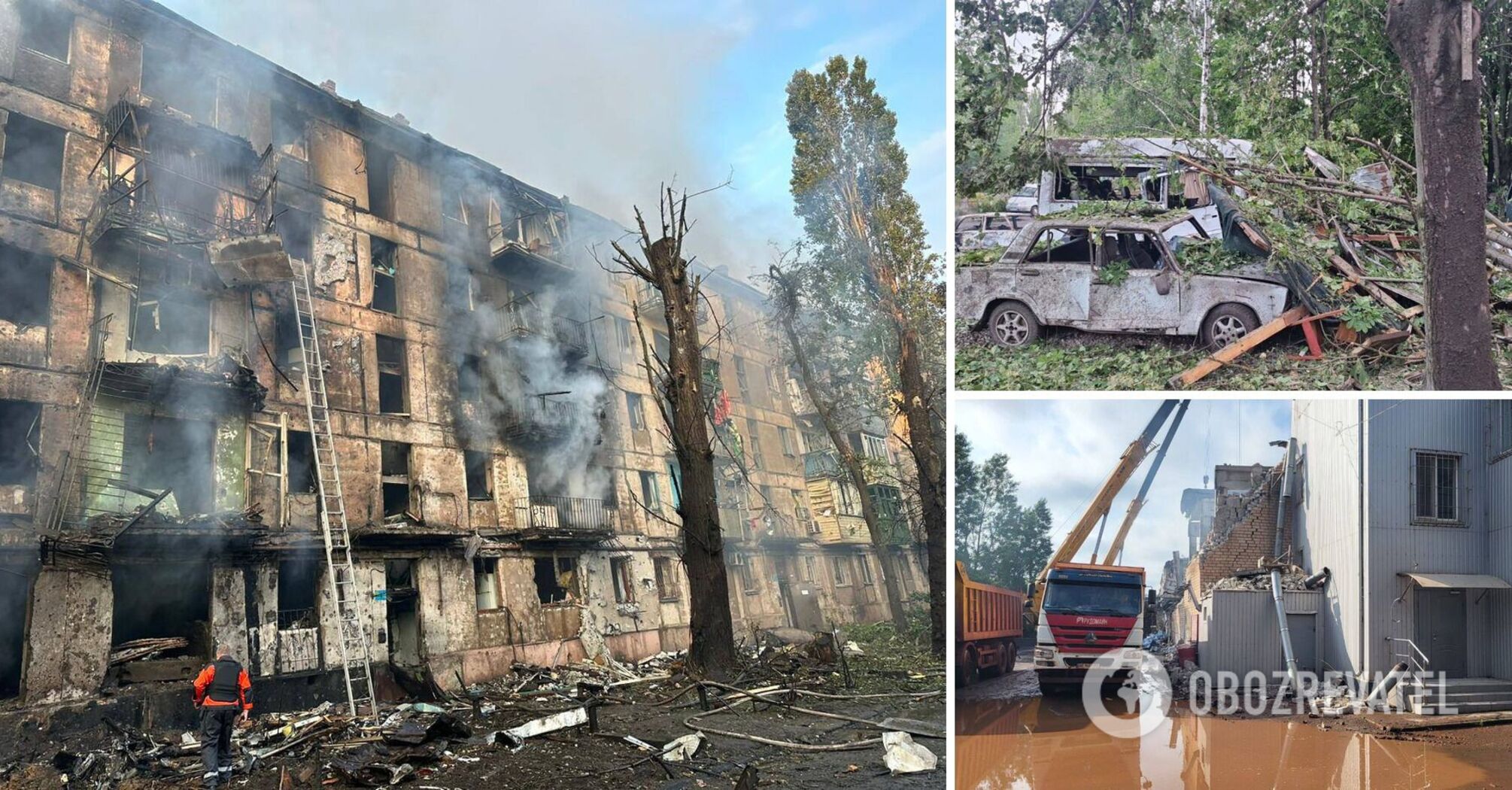 Occupiers hit an apartment building in Kryvyi Rih, a fire broke out: 10 people were killed, dozens wounded. Photo and video