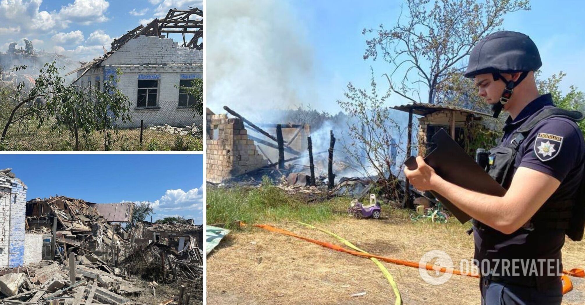 Law enforcement officers record the consequences of an enemy attack