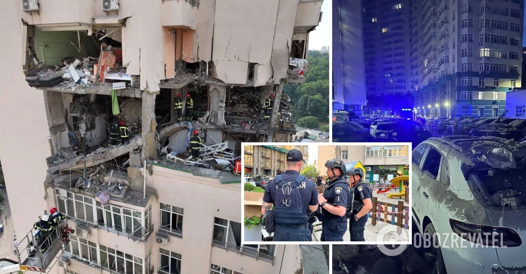 Video of the first minutes after a rocket hit an apartment building in Kyiv has appeared