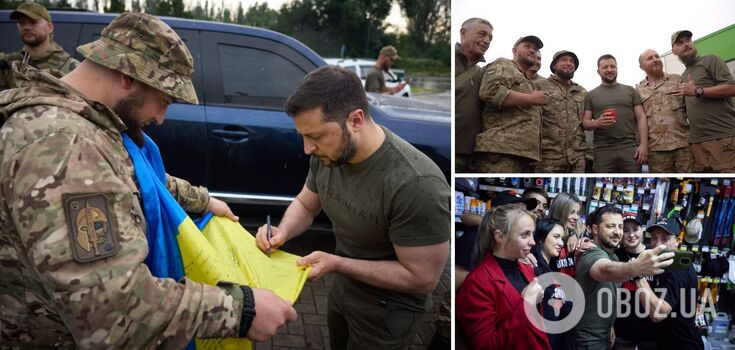 "Thank you for protecting us": on his way back from Donetsk region, Zelenskyy talks to the Armed Forces at a petrol station. Photos and videos