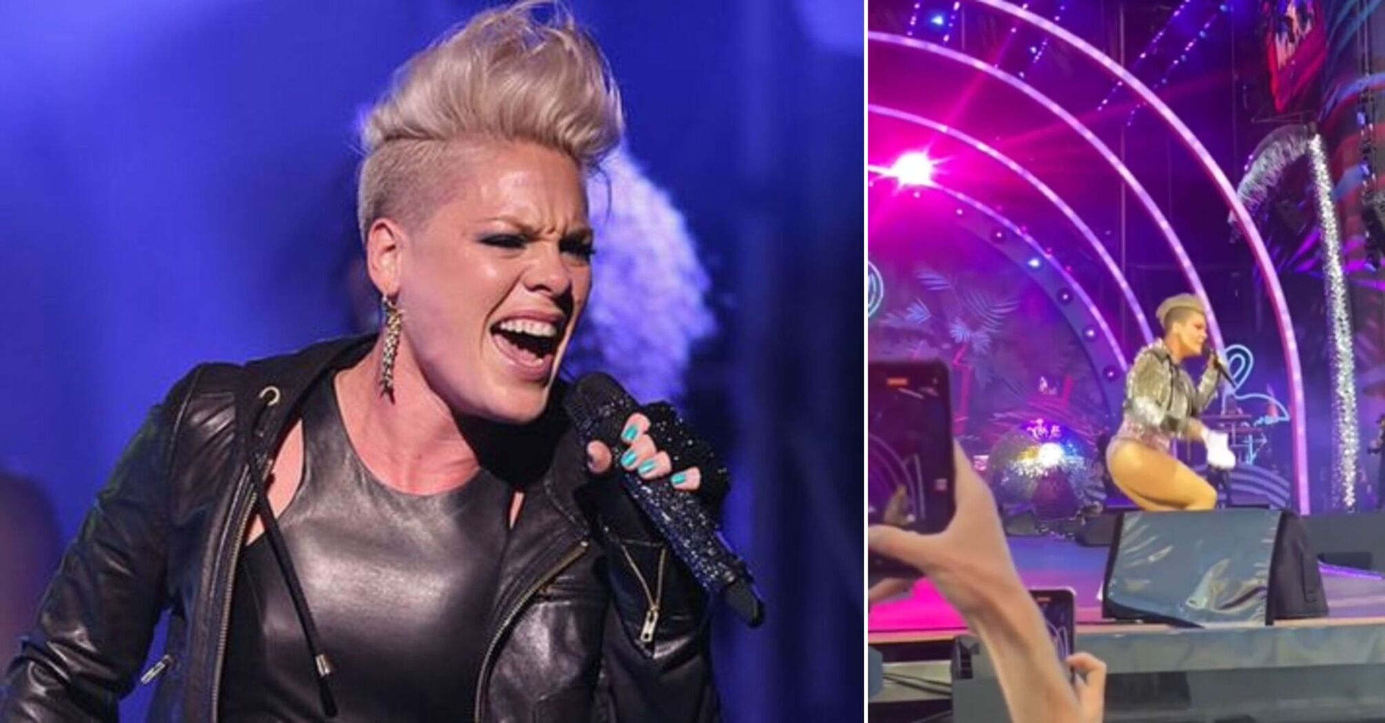 A fan threw a bag of their deceased mother's ashes at singer Pink right at a concert. Video