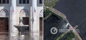 Swans are swimming near the Palace of Culture in Nova Kakhovka due to flooding as a result of HPP explosion. Video