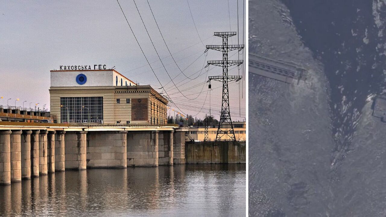 How does Kakhovka HPP look like from a satellite