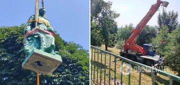 We Lwowie zburzono kolejny pomnik z czasów sowieckich: zostanie przeniesiony do Muzeum Reżimów Totalitarnych. Wideo