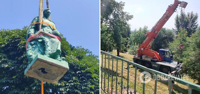 We Lwowie zburzono kolejny pomnik z czasów sowieckich: zostanie przeniesiony do Muzeum Reżimów Totalitarnych. Wideo
