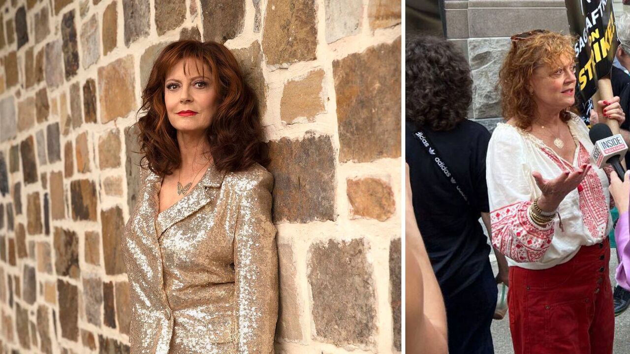 Zdobywczyni Oscara Susan Sarandon pojawiła się na historycznym proteście Gildii Aktorów Ekranowych w stroju wyszywanym. Zdjęcie