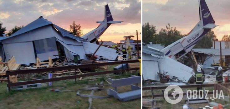 In Poland, a plane crashes into a hangar where people were sheltering from the rain: there are casualties and injuries. Photo