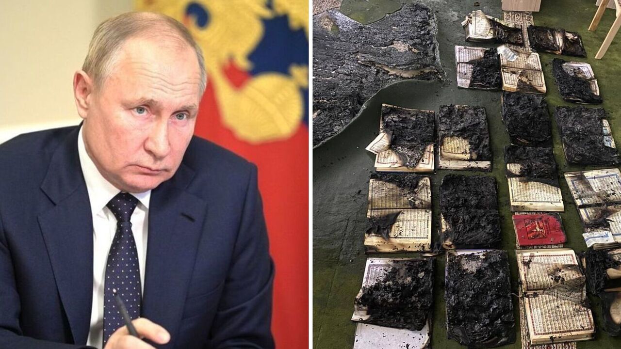 While Putin was complaining about Sweden, in Russia a man entered a mosque and set fire to the Quran. Video