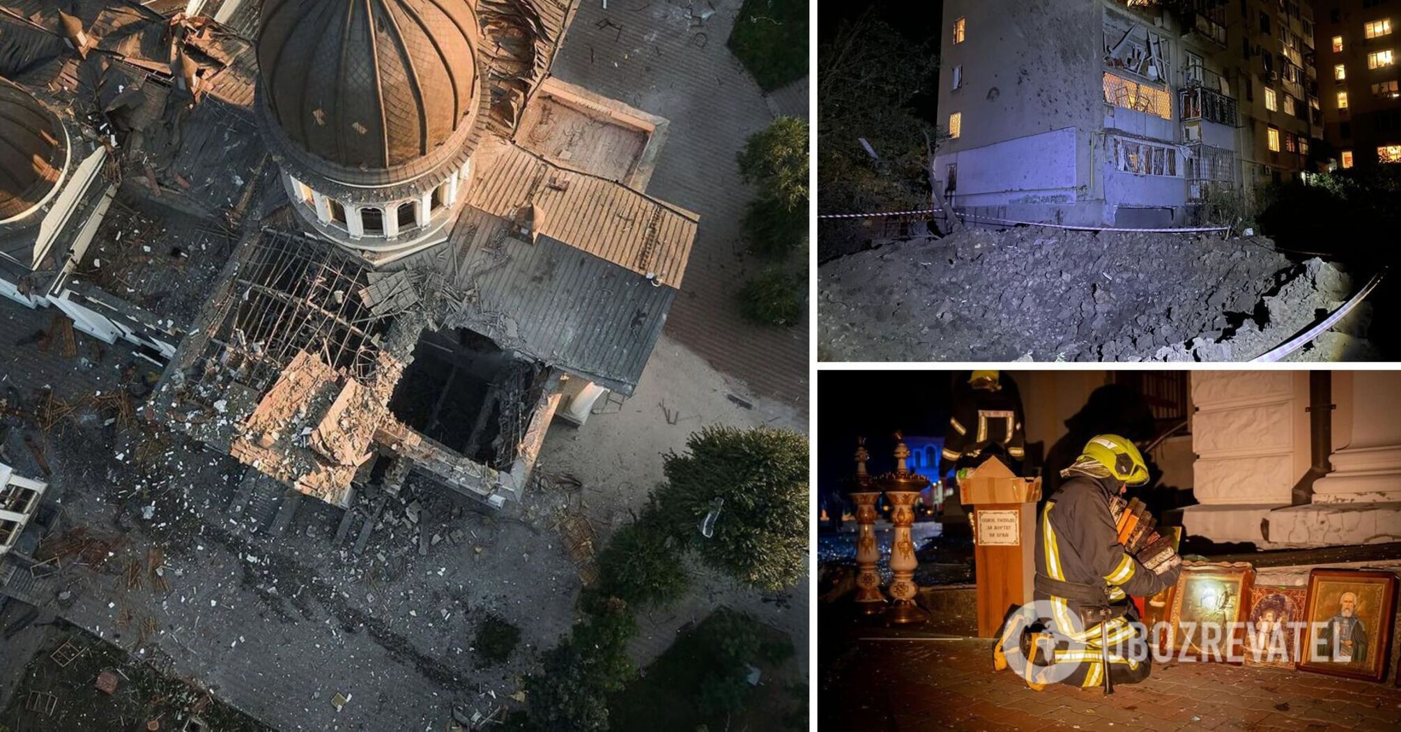 New photos and details of the night attack of the Russian Federation on Odesa have appeared: destruction in the city, UOC-MP cathedral damaged