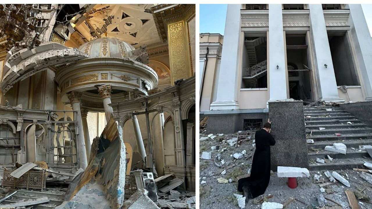 How the Savior-Transfiguration Cathedral in Odesa, which was destroyed by the "Soviets" and attacked by Russia, looks like now. Photo