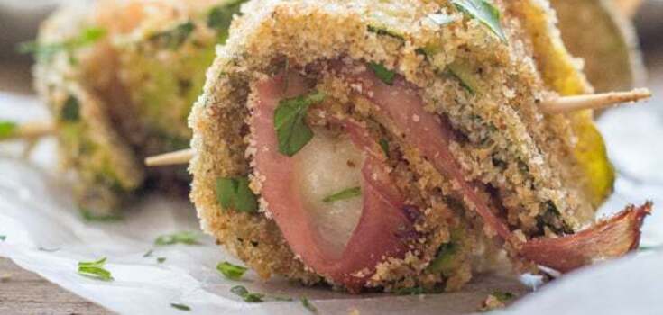 Hearty zucchini rolls with cheese and bacon: cooked in the oven