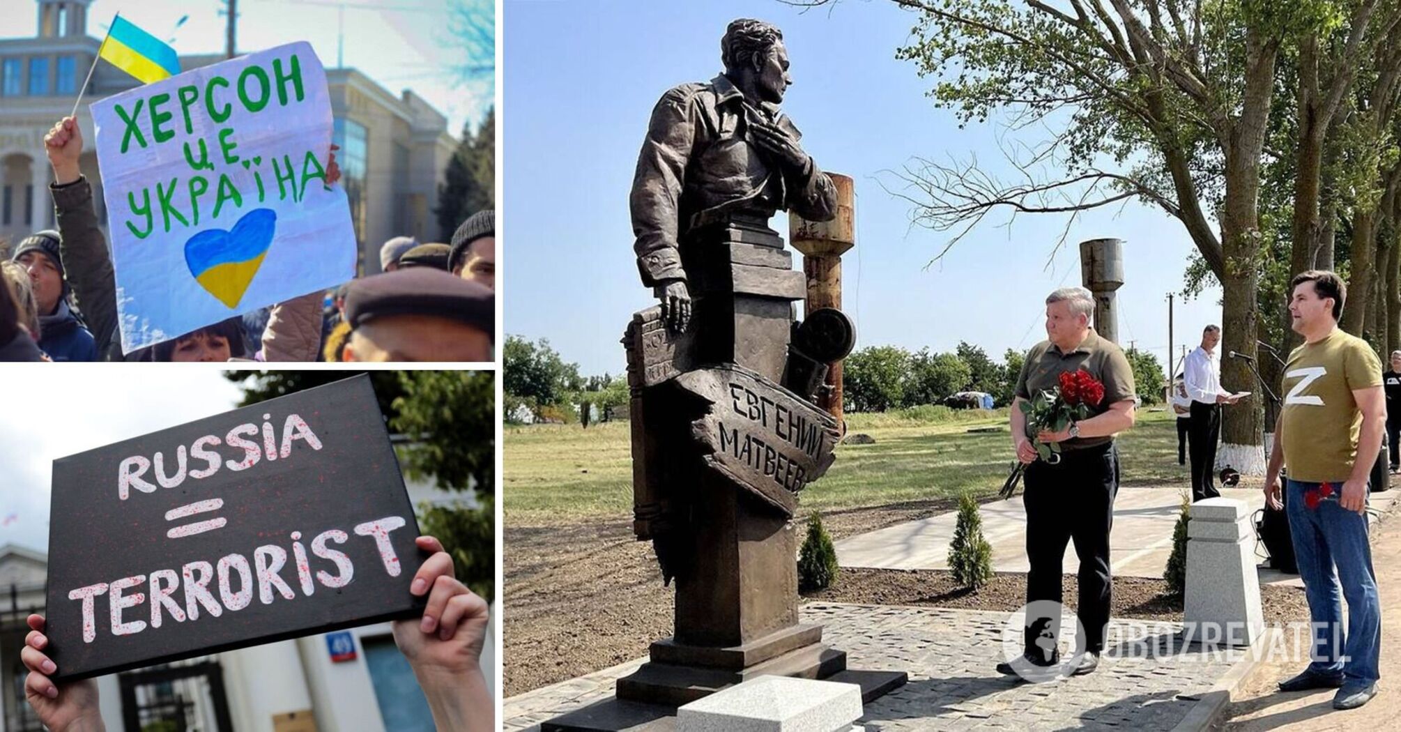 Russians unveil monument to director of "Love in Russian" film in occupied Kherson region