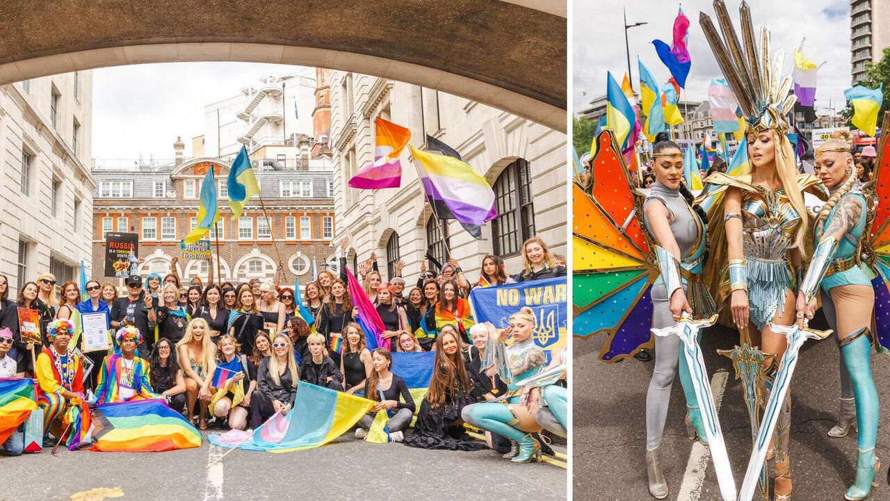 Olya Polyakova led the Ukrainian Pride column in London as "Unbreakable"