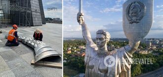 In Kyiv began to dismantle the Soviet coat of arms from the Motherland monument. Historical footage