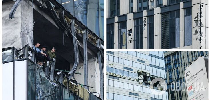 Zniszczone biura i porozrzucane papiery: co dzieje się w moskiewskim wieżowcu po ataku UAV? Wideo