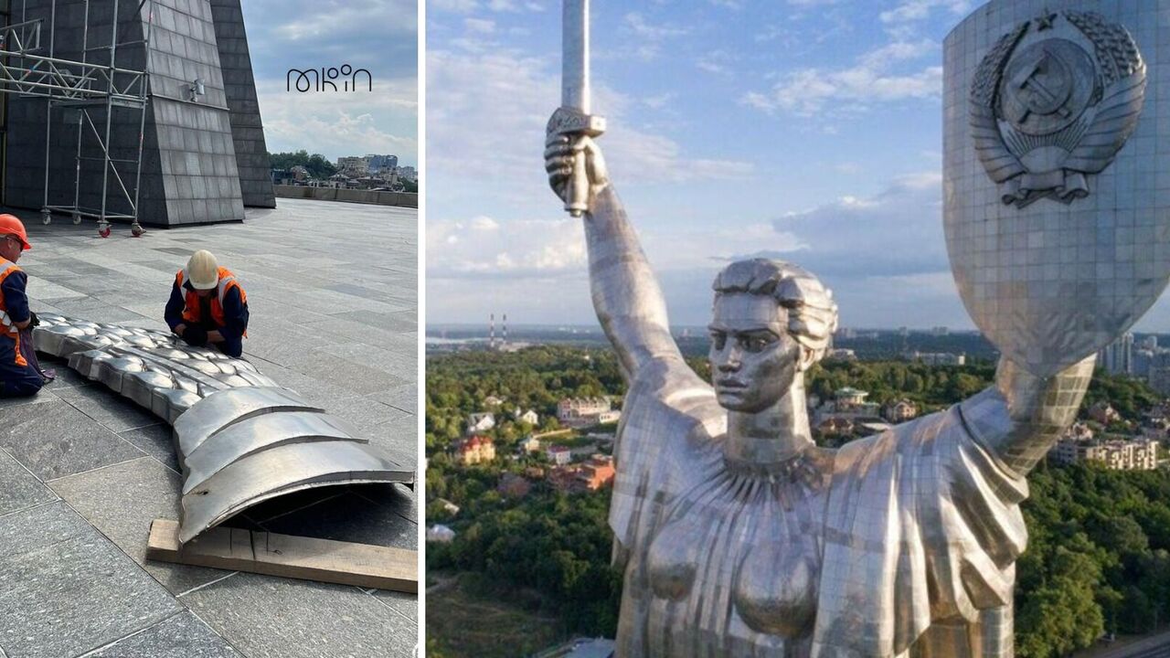 W Kijowie rozpoczęto demontaż radzieckiego herbu z pomnika Ojczyzny. Materiał historyczny