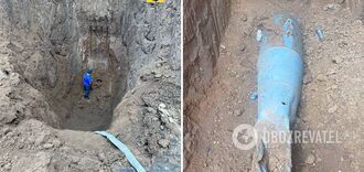 Consequences of Russian bombing: an unexploded FAB-500 bomb was found in a residential area in Mariupol. Photo