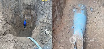 Consequences of Russian bombing: an unexploded FAB-500 bomb was found in a residential area in Mariupol. Photo