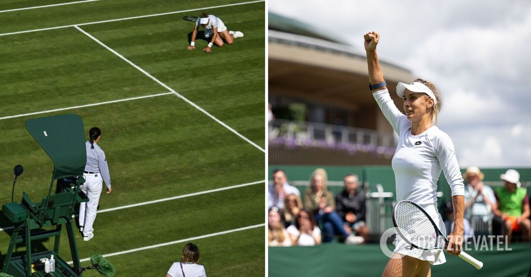 A Ukrainian tennis player fell on the court after the Wimbledon 2023 match. She received a standing ovation