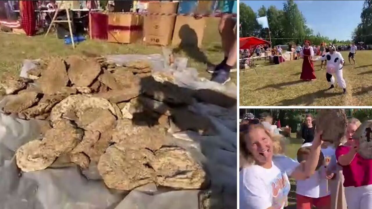 In Russia there was a contest for throwing shit with bare hands: video