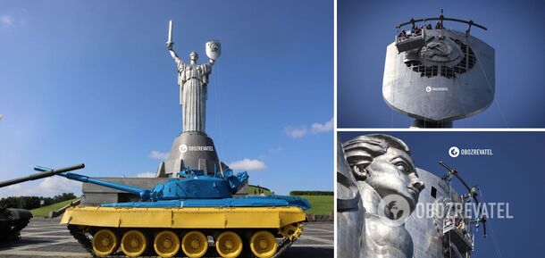 Radzieckie symbole zdemontowane z pomnika Ojczyzny w Kijowie: jak do tego doszło? Zdjęcia i wideo