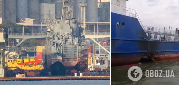 Excellent work of drones: the network shows the damaged Russian Sig tanker and Olenegorskiy Gornyak ship