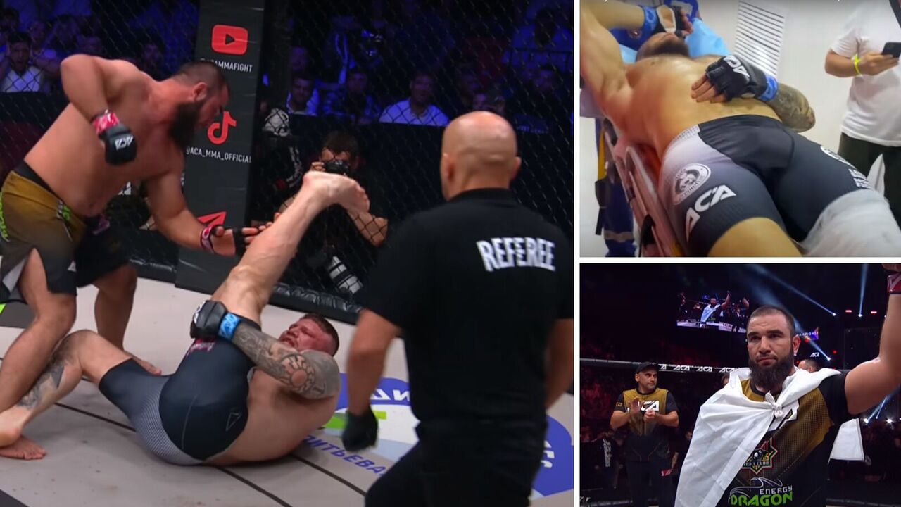 Russian heavyweight "tore his leg off" at the 35th second of the fight of the year in Moscow. Video 18+