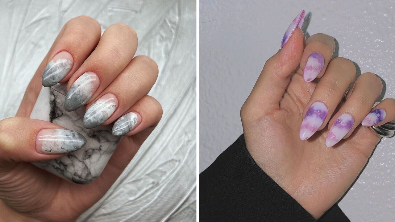 Marble manicure at the peak of popularity