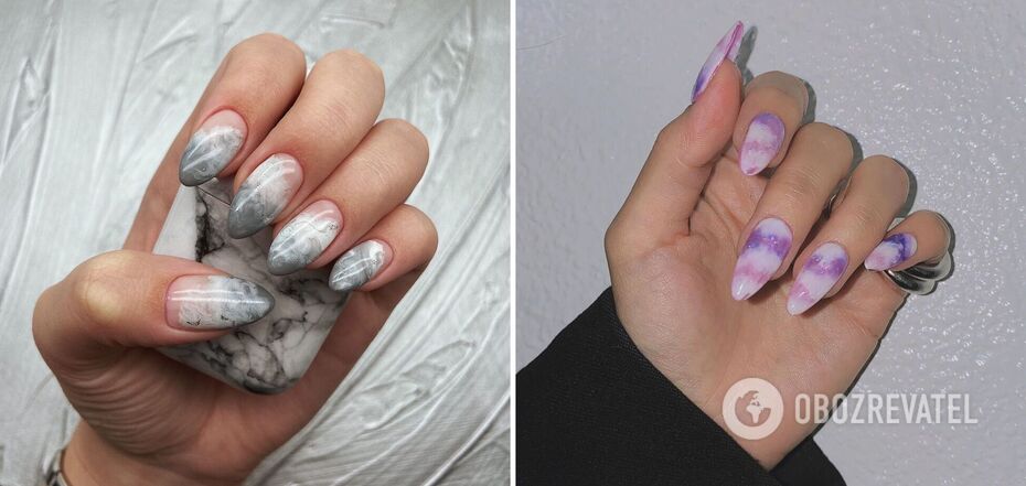 Marble manicure at the peak of popularity