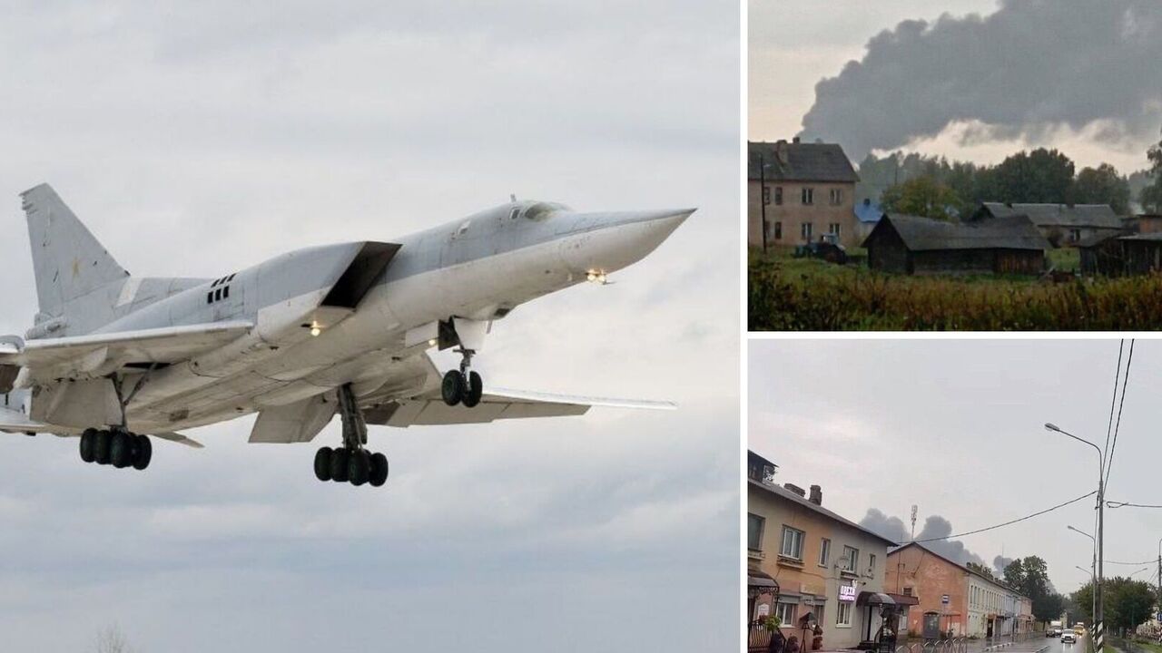 A drone hit an airfield in Novgorod region, Russia: a fire broke out. Photo