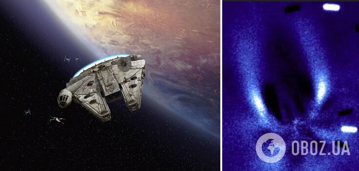 A horned comet that looks like Han Solo's spaceship from Star Wars is hurtling toward Earth