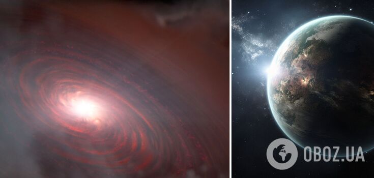 Astronomers have for the first time seen newly formed planets floating in water around a young star