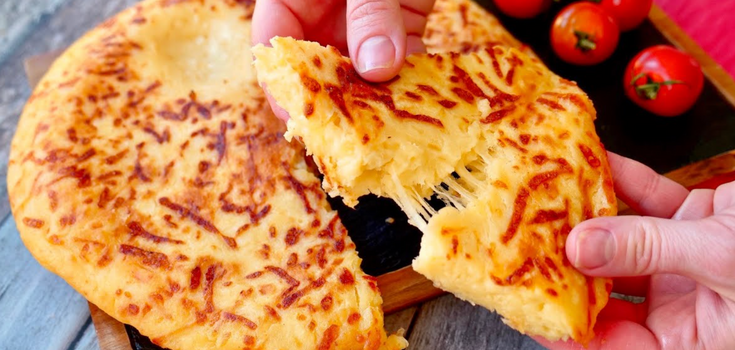 Lazy khachapuri with cheese in a pan in 5 minutes for a snack