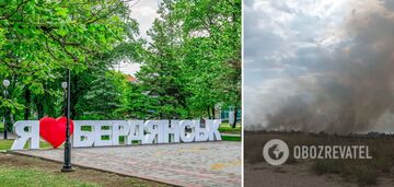 Explosions heard in occupied Berdiansk: Russian military deployment site on fire. Video