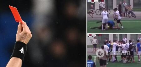 Soccer players beat the referee during a match in Russia. Video