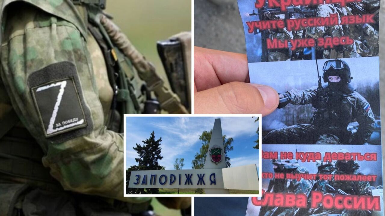 Okupanci rozdają ulotki propagandowe w Zaporożu po znaczących stratach. Zdjęcie