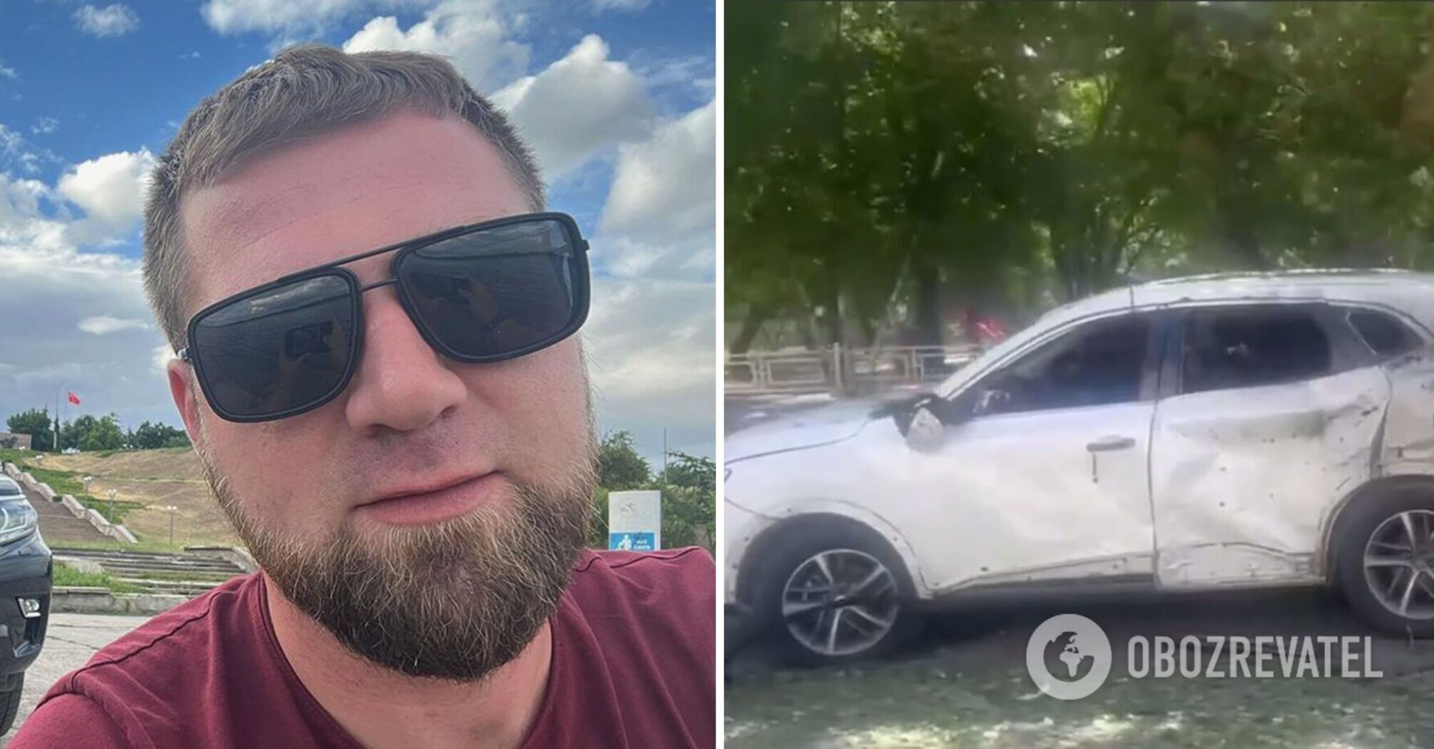 A drone attacked the car of a Russian propagandist in occupied Oleshki. Photo and video