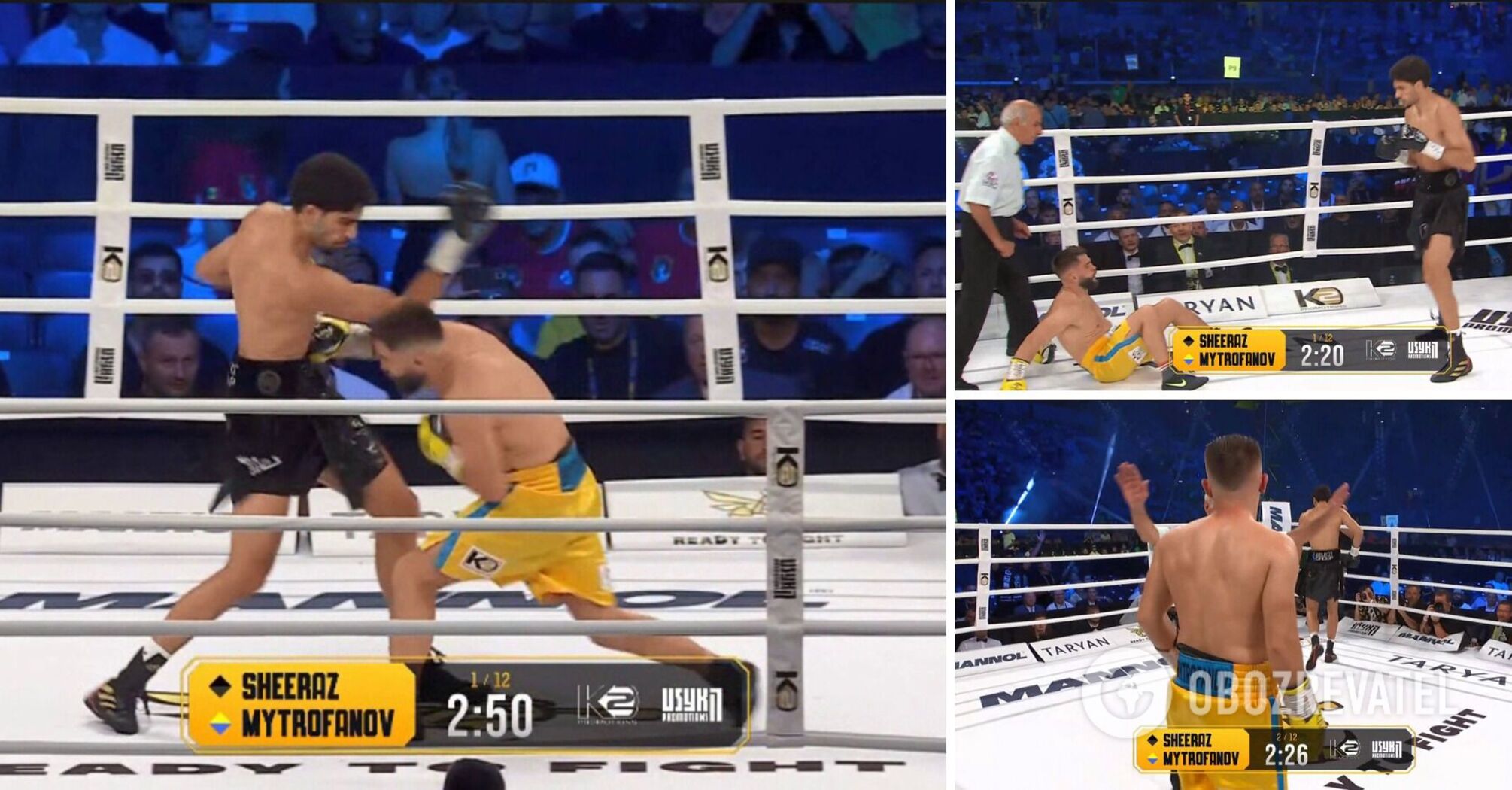Unbeaten Ukrainian boxer suffered his 1st defeat in a championship fight, knocked down three times in the 1st round. Video