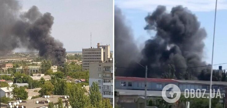 A factory caught fire in Berdyansk, where the occupants brought military equipment: a column of black smoke rose. Photo and video