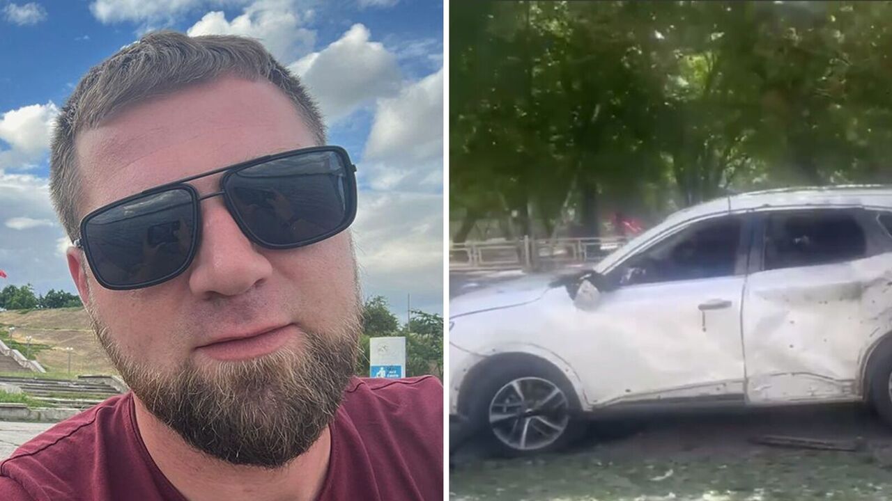 Dron zaatakował samochód rosyjskiego propagandysty w okupowanych Oleszkach. Zdjęcia i wideo