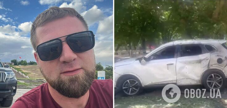 Dron zaatakował samochód rosyjskiego propagandysty w okupowanych Oleszkach. Zdjęcia i wideo