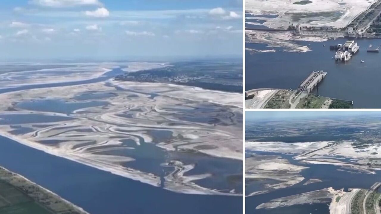 How the Kakhovka Reservoir and Dam looks like now: video taken from a height