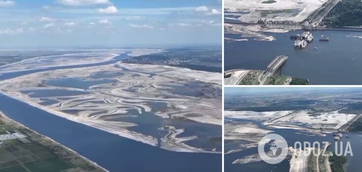 How the Kakhovka Reservoir and Dam looks like now: video taken from a height
