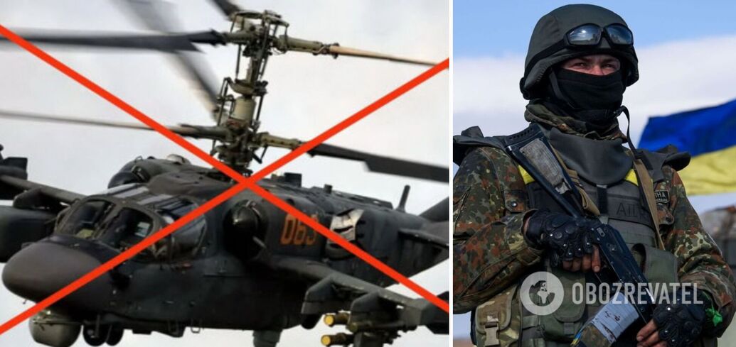 Soldiers of the 47th Brigade shoot down a Russian Ka-52 helicopter near Robotyn