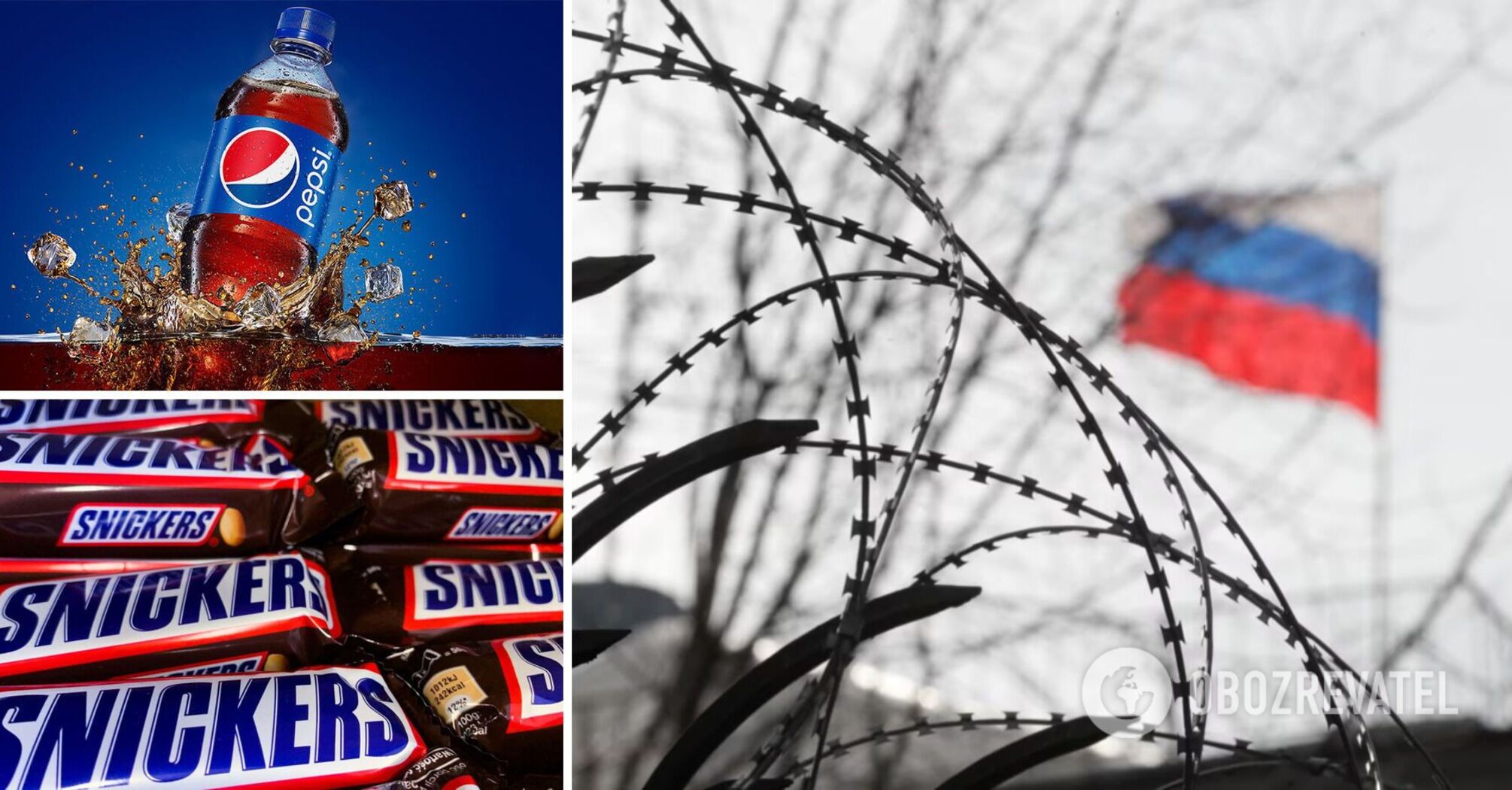 Pepsi, Sandora, Snickers, and M&M's listed as international sponsors of the war