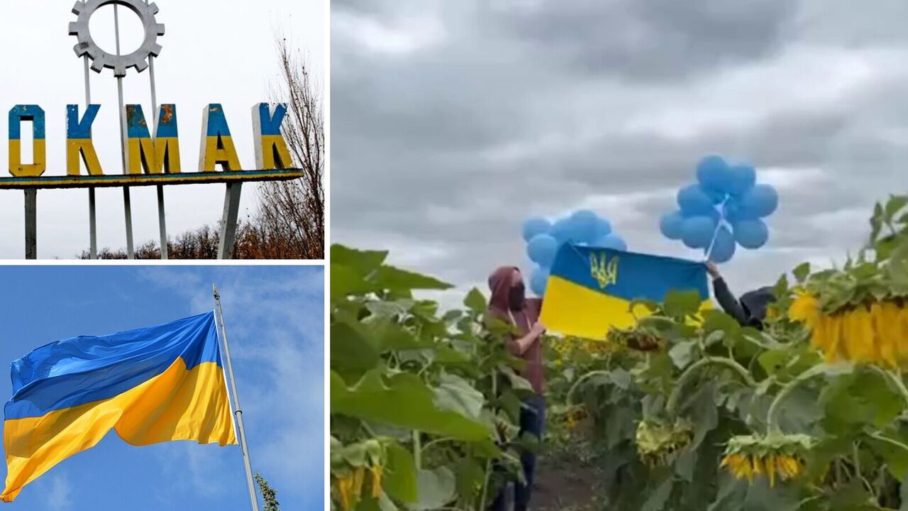 Ukrainian flag in the occupied city