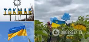 Ukraińska flaga w okupowanym mieście