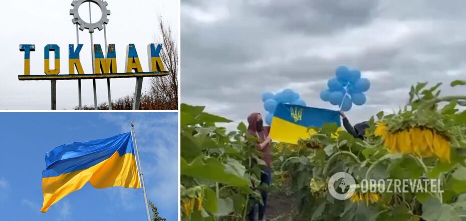 Ukrainian flag in the occupied city