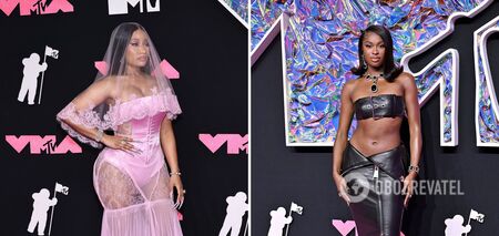 Spider web outfits and translucent dresses: stars struck candid looks on the red carpet of the MTV VMA 2023. Photo