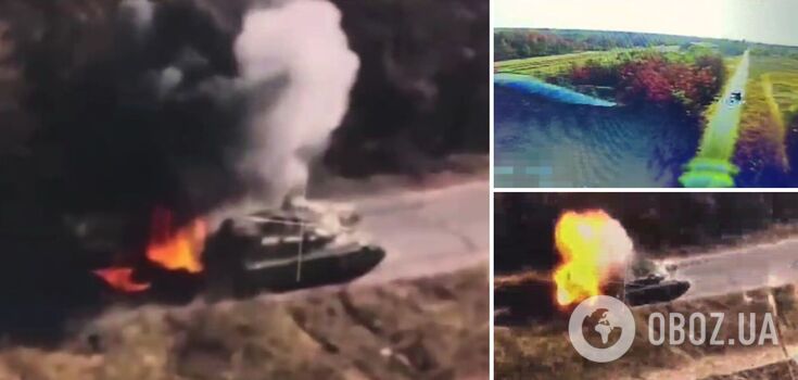 A kamikaze drone worked: a vivid video of the destruction of the T-90, which Medvedev called "the best tank in the world" has appeared